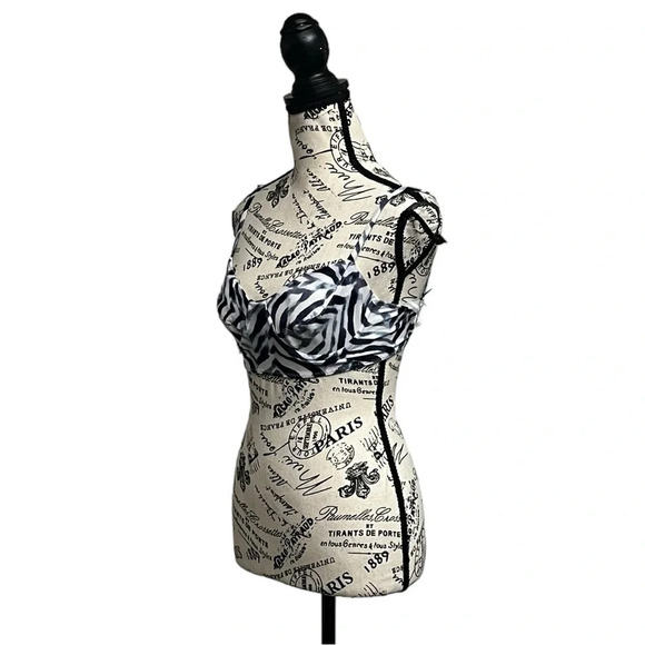 NORMA KAMALI X Underwire Bikini Top Blue White Chevron Strappy Outdoor Beach XXS - Picture 2 of 9